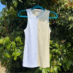 NANUSHKA white cream colorblock sheer knit tank top‎